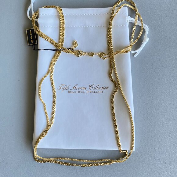 FAC Long Layered Sparkly Gold Tone Necklace NWT - Picture 6 of 7